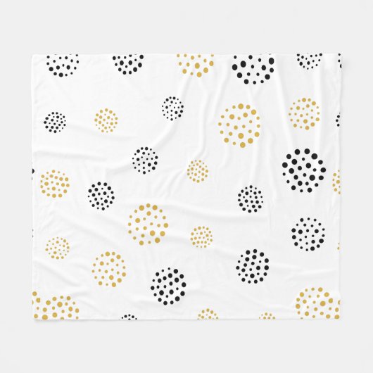Couverture Polaire Motif de points abstraits noir et or (Devant (Horizontal))