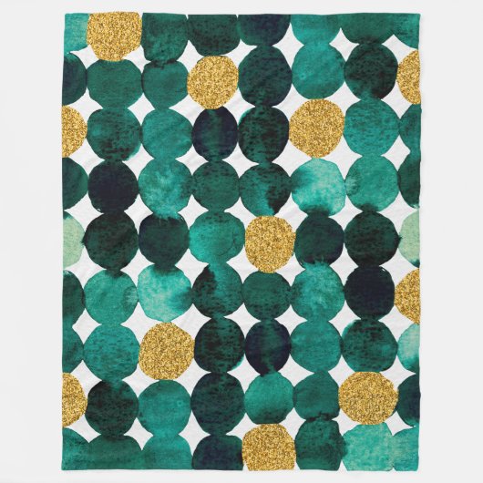 Couverture Polaire Motif de points - parties scintillant émeraude et (Devant)