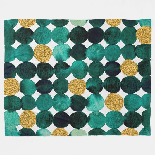 Couverture Polaire Motif de points - parties scintillant émeraude et (Devant (Horizontal))