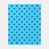 Couverture Polaire Motif de pois violet sur fond bleu (Devant)