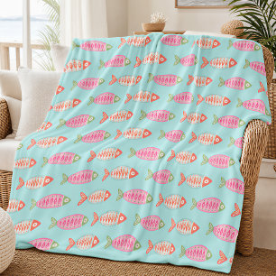 Couverture Polaire Motif de poisson d'été coloré côtier