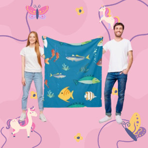 Couverture Polaire Motif de poisson Pike de dessin sous-marin