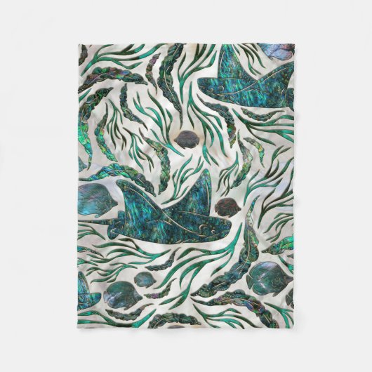 Couverture Polaire Motif de poisson stingray et squelette Abalone (Devant)