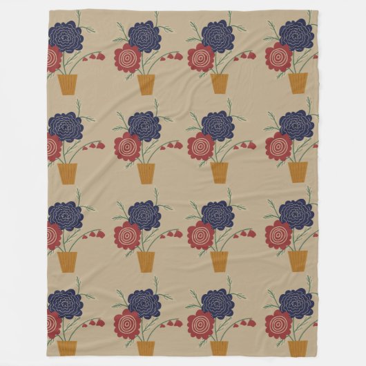Couverture Polaire Motif de pot de fleurs (Devant)