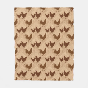 Couverture Polaire Motif de poule de ferme rustique – En brun chaud