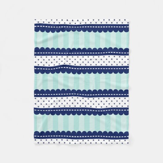 Couverture Polaire Motif de rayures et de pois de bleu marine d'Aqua (Devant)