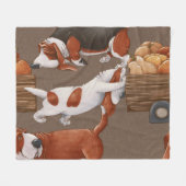 Couverture Polaire Motif de récolte Citrouille Basset Hound (Devant (Horizontal))