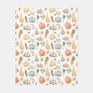 Couverture Polaire Motif de récolte d'automne Watercolor