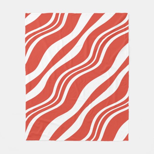 Couverture Polaire Motif de répétition d'ondes rayées rouge et blanc (Devant)