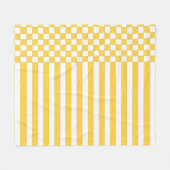 Couverture Polaire Motif de répétition Jaune & Blanc Checker & Stripe (Devant (Horizontal))