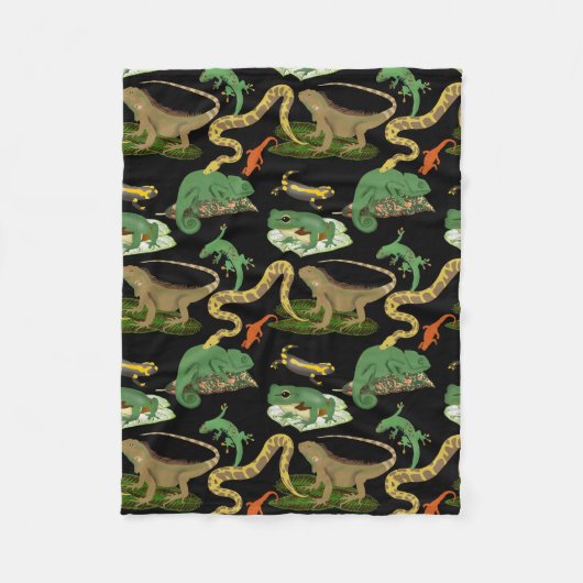 Couverture Polaire Motif de reptiles, lézards et amphibiens (Devant)