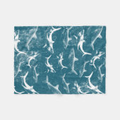 Couverture Polaire Motif de requins bleus en détresse (Devant (Horizontal))