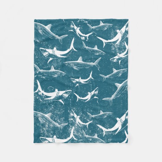 Couverture Polaire Motif de requins bleus en détresse (Devant)