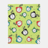 Couverture Polaire Motif de réveil orange vert Fleece Blanche (Devant)