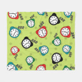 Couverture Polaire Motif de réveil orange vert Fleece Blanche (Devant (Horizontal))