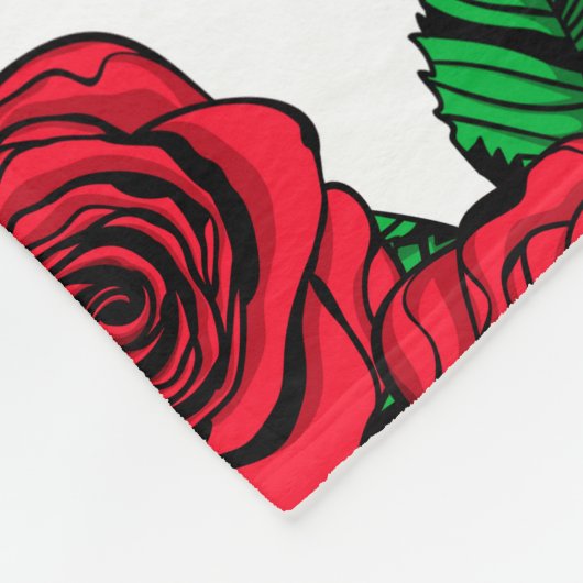 Couverture Polaire Motif de roses rouges (Coin)