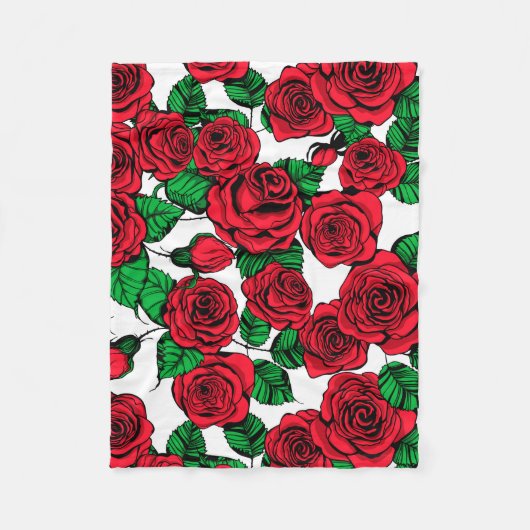 Couverture Polaire Motif de roses rouges (Devant)