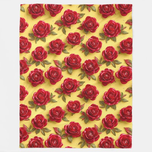 Couverture Polaire motif de roses rouges 3d (Devant)