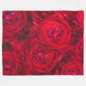 Couverture Polaire Motif de roses rouges profondes (Devant (Horizontal))