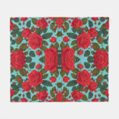 Couverture Polaire Motif de Roses rouges sauvages d'été (Devant (Horizontal))