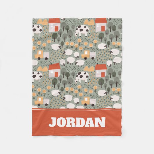 Couverture Polaire Motif de scène de ferme mignonne (Devant)