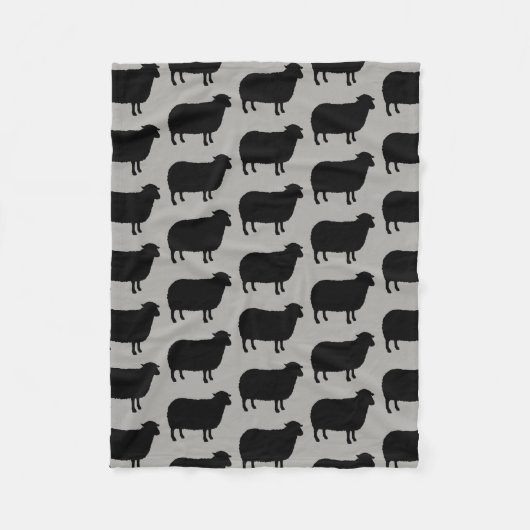 Couverture Polaire Motif de silhouettes de moutons noirs (Devant)