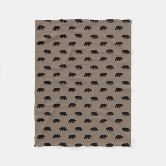 Couverture Polaire Motif de silhouettes d'ours gris (Devant)