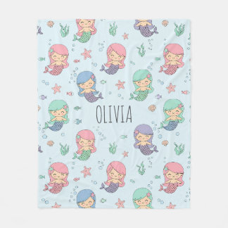 Couverture Polaire Motif de sirène de dessin animé mignon