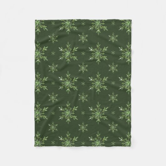 Couverture Polaire Motif de Snowflakes Pine neige en hiver vert (Devant)