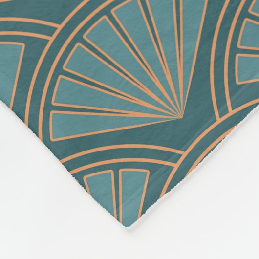 Couverture Polaire Motif de style Art déco en bleu turquoise (Coin)