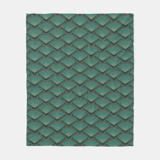 Couverture Polaire Motif de style Art déco en vert turquoise (Devant)