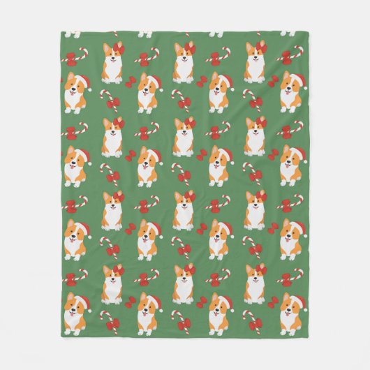 Couverture Polaire Motif de Sucre de canne de Noël de Corgi (Devant)