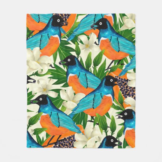 Couverture Polaire Motif de surface avec des fruits à la papaye, feui (Devant)
