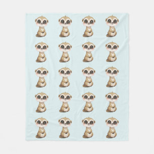 Couverture Polaire Motif de suricate mignon sur fond bleu clair