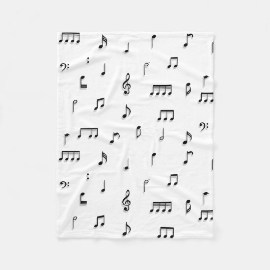 Couverture Polaire Motif de symboles Black & White Music Notes (Devant)