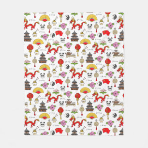 Couverture Polaire Motif de symboles de la Chine
