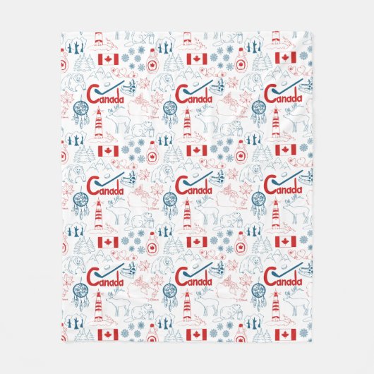 Couverture Polaire Motif de symboles du Canada | (Devant)