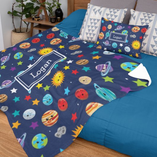 Couverture Polaire Motif de système solaire pour enfants