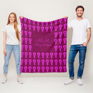 Couverture Polaire Motif de tambour en silhouette rose violet