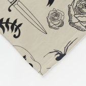Couverture Polaire Motif de tatouage à main noir et beige (Coin)