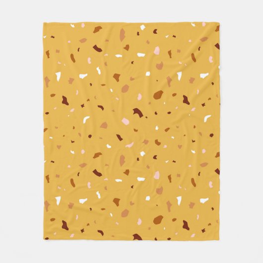 Couverture Polaire Motif de Terrazzo Jaune (Devant)