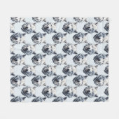 Couverture Polaire Motif de tête de loup blanc - Blanc (Devant (Horizontal))