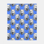 Couverture Polaire Motif de tête de loup blanc Design bleu (Devant)