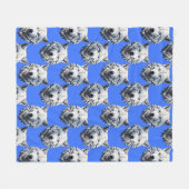 Couverture Polaire Motif de tête de loup blanc Design bleu (Devant (Horizontal))