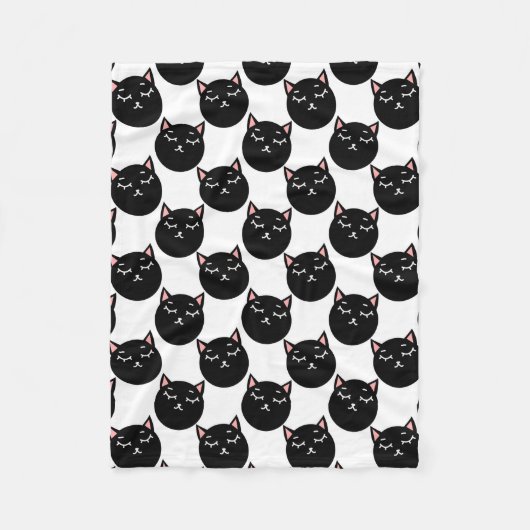 Couverture Polaire Motif de têtes de chat noir, conception féline (Devant)
