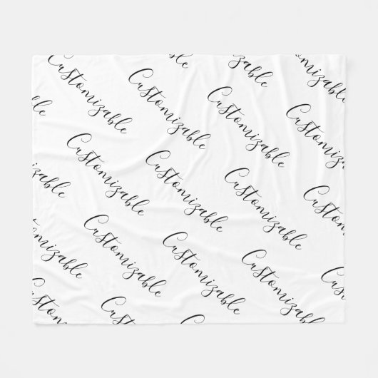 Couverture Polaire Motif de texte de script moderne modifiable | Noir (Devant (Horizontal))