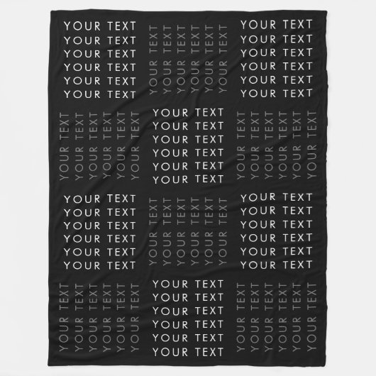 Couverture Polaire Motif de texte répété noir gris et blanc (Devant)