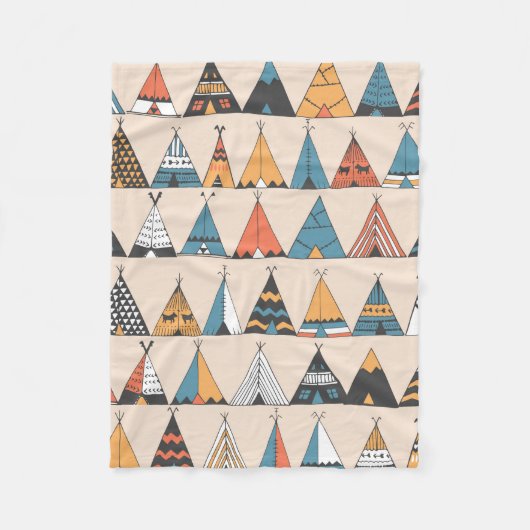 Couverture Polaire Motif de tipi. Tente d'été autochtone de Wigwam (Devant)