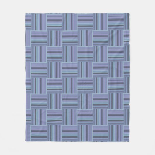 Couverture Polaire Motif de tissage à rayures bleu-gris (Devant)