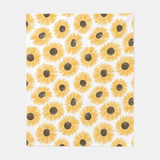 Couverture Polaire Motif de tournesol aquarelle (Devant)